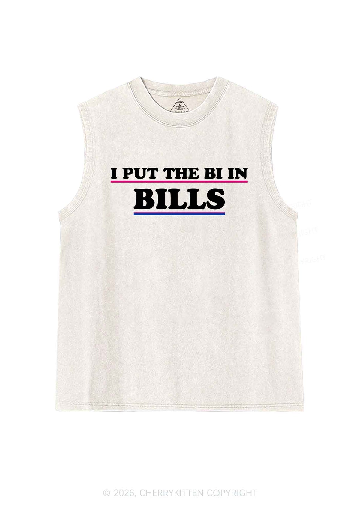 I Put The Bi In Bills Pride Y2K Washed Muscle Tank Cherrykitten