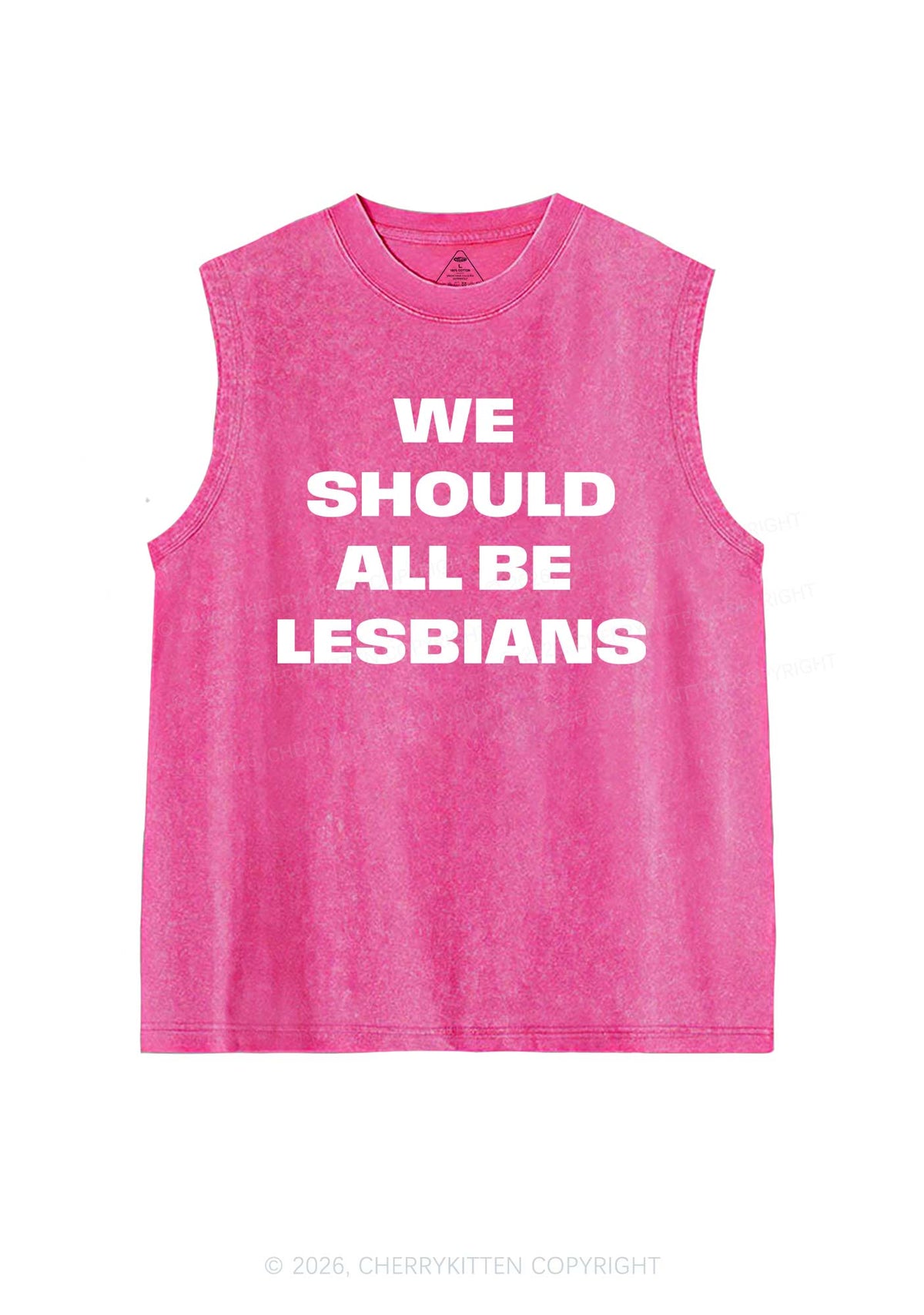 We Should All Be Lesbians Pride Y2K Washed Muscle Tank Cherrykitten