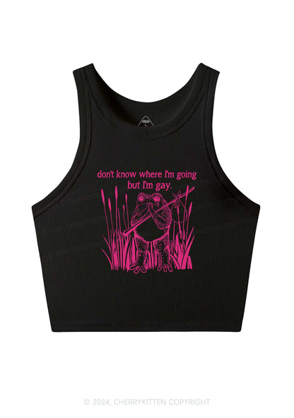 But I Am Gay Frog Pride Y2K Crop Tank Top Cherrykitten