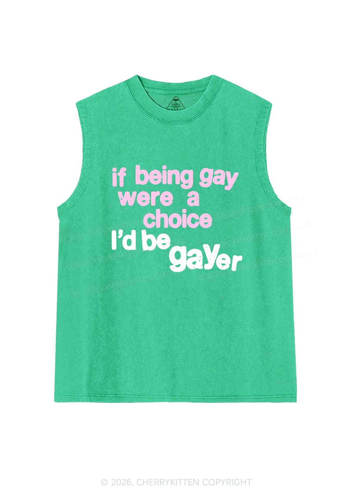 I Would Be Gayer Pride Y2K Washed Muscle Tank Cherrykitten