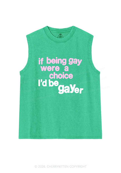 I Would Be Gayer Pride Y2K Washed Muscle Tank Cherrykitten