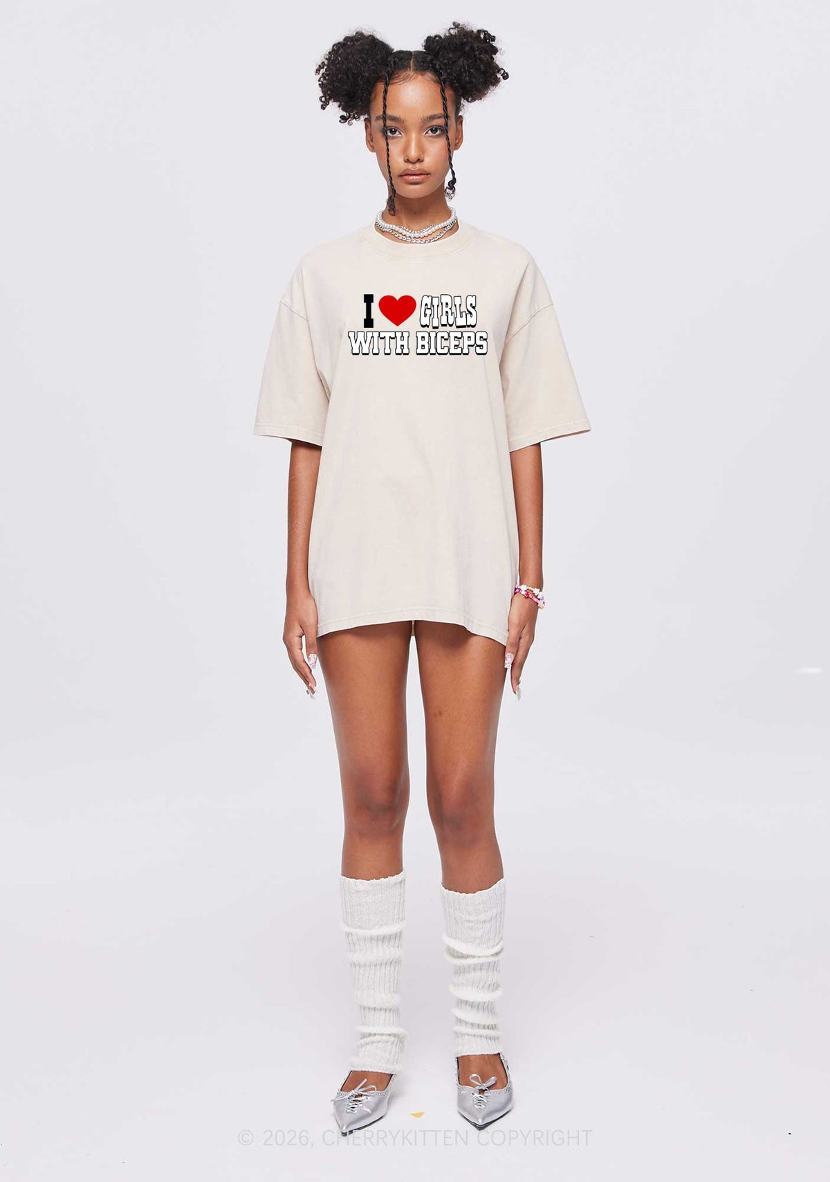 I Love Girls With Biceps Y2K Shirts Washed Tee Cherrykitten