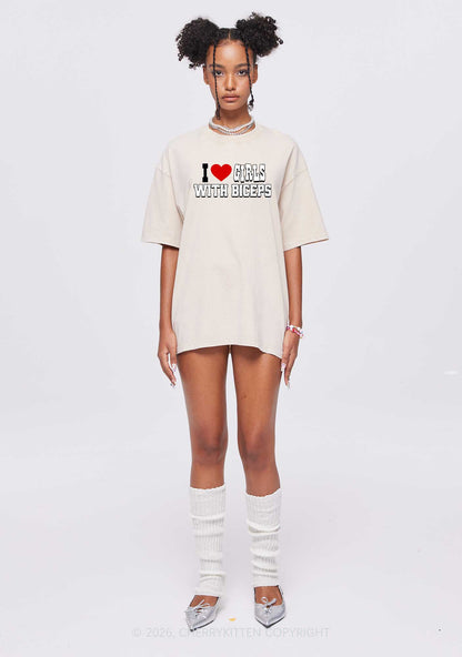 I Love Girls With Biceps Y2K Shirts Washed Tee Cherrykitten