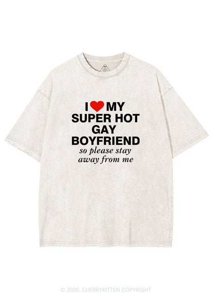 I Love My Super Hot Gay BF Pride Y2K Shirts Washed Tee Cherrykitten