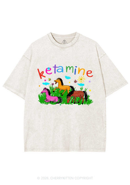 Rainbow K Pony Y2K Shirts Washed Tee Cherrykitten