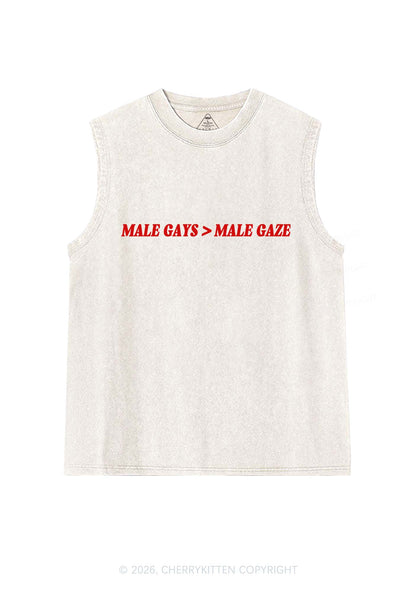 Male Gays Male Gaze Pride Y2K Washed Muscle Tank Cherrykitten