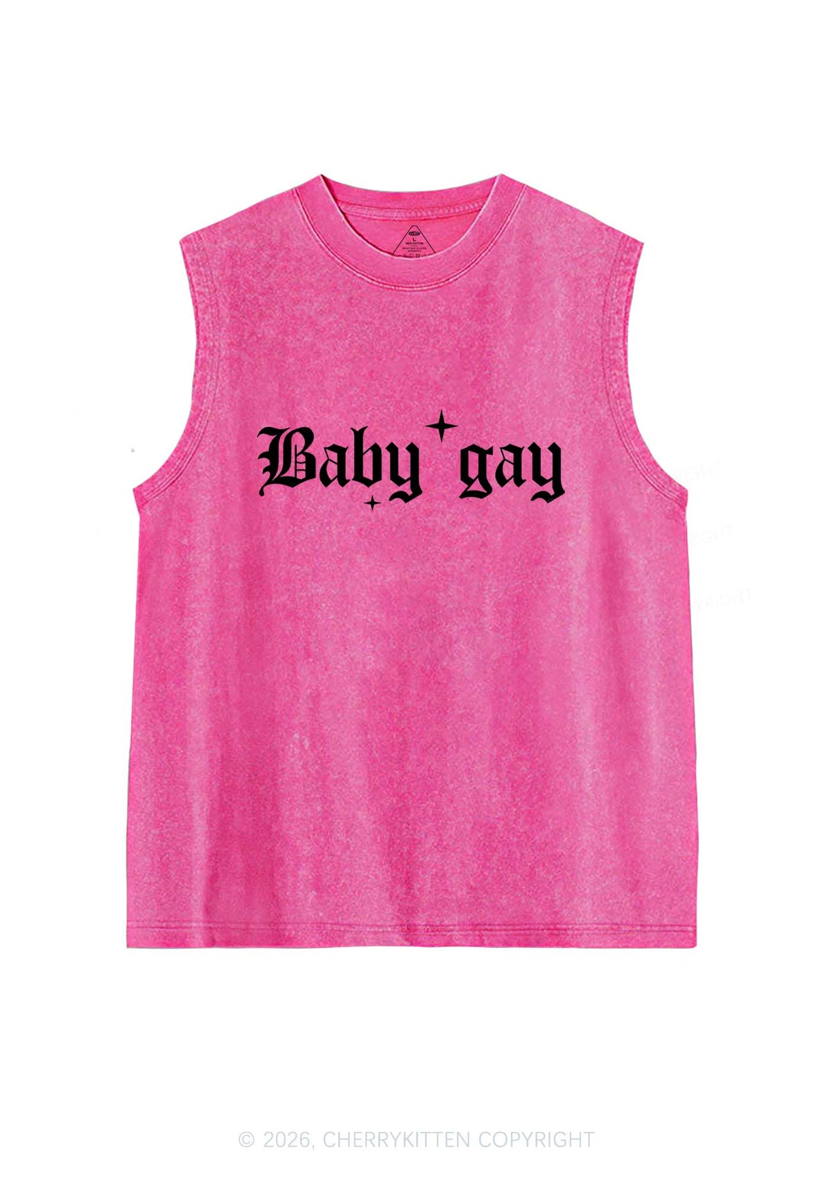 Baby Gay Pride Y2K Washed Muscle Tank Cherrykitten