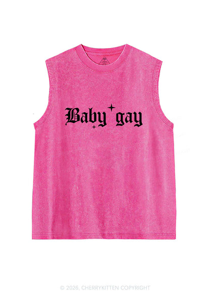 Baby Gay Pride Y2K Washed Muscle Tank Cherrykitten