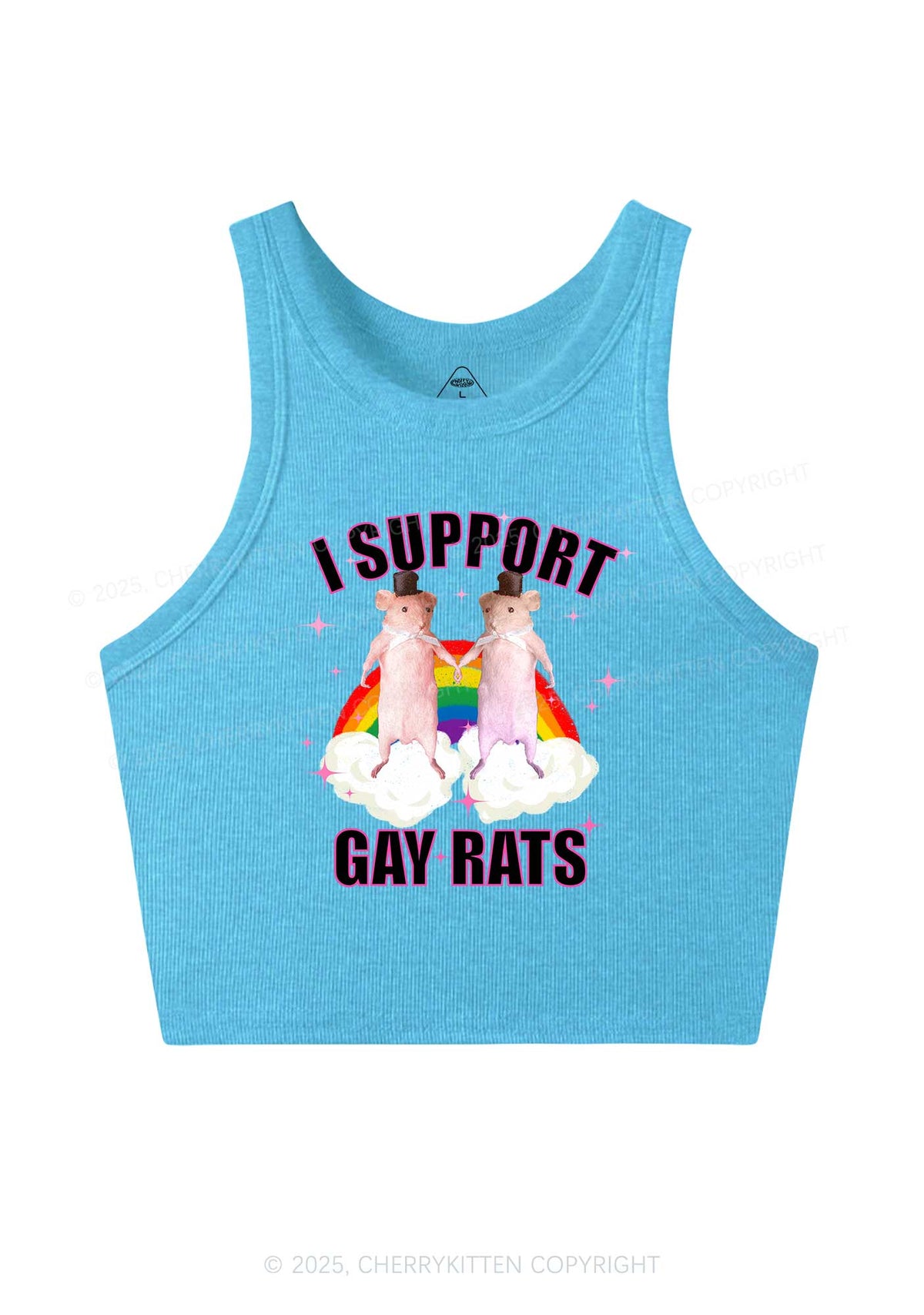 Support Gay Rats Pride Y2K Crop Tank Top Cherrykitten