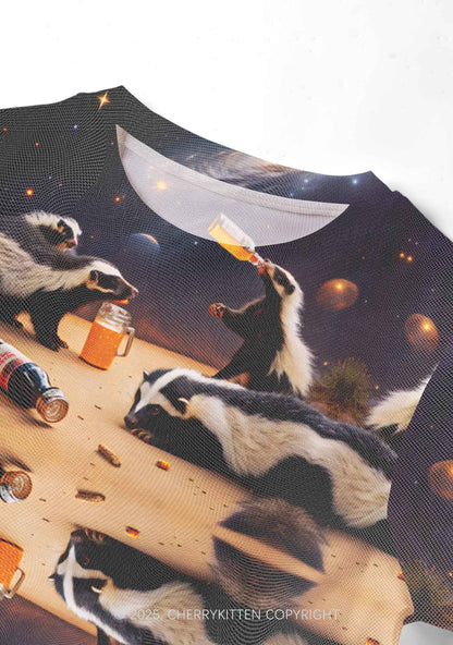 Drunk Badger Y2K Mesh Crop Top Cherrykitten
