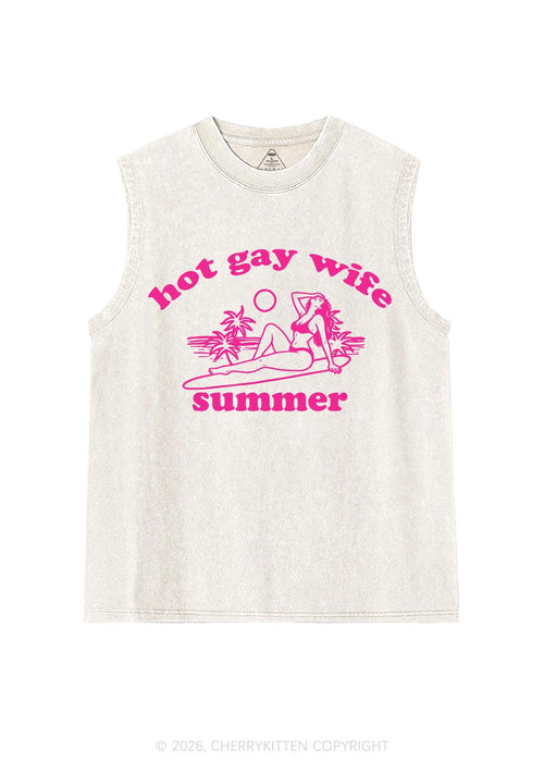Hot Gay Wife Summer Pride Y2K Washed Muscle Tank Cherrykitten