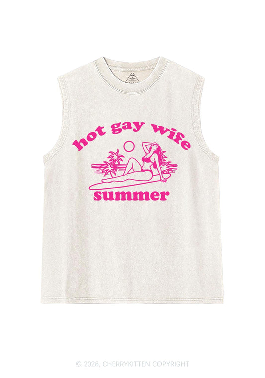 Hot Gay Wife Summer Pride Y2K Washed Muscle Tank Cherrykitten