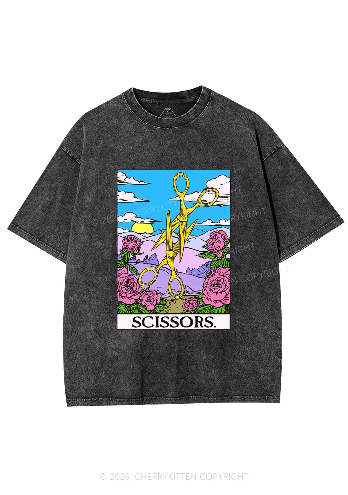 Yellow Scissors Pride Y2K Shirts Washed Tee Cherrykitten