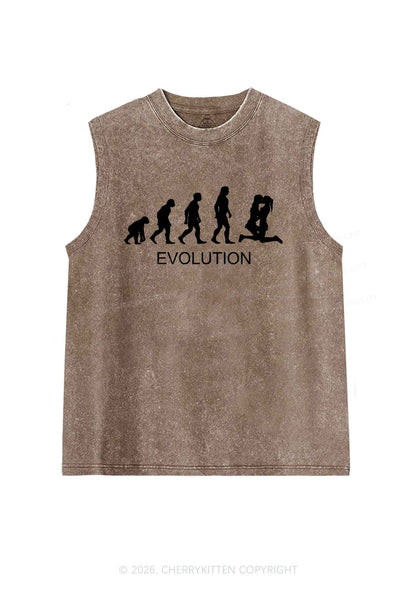 Lesbian Evolution Pride Y2K Washed Muscle Tank Cherrykitten