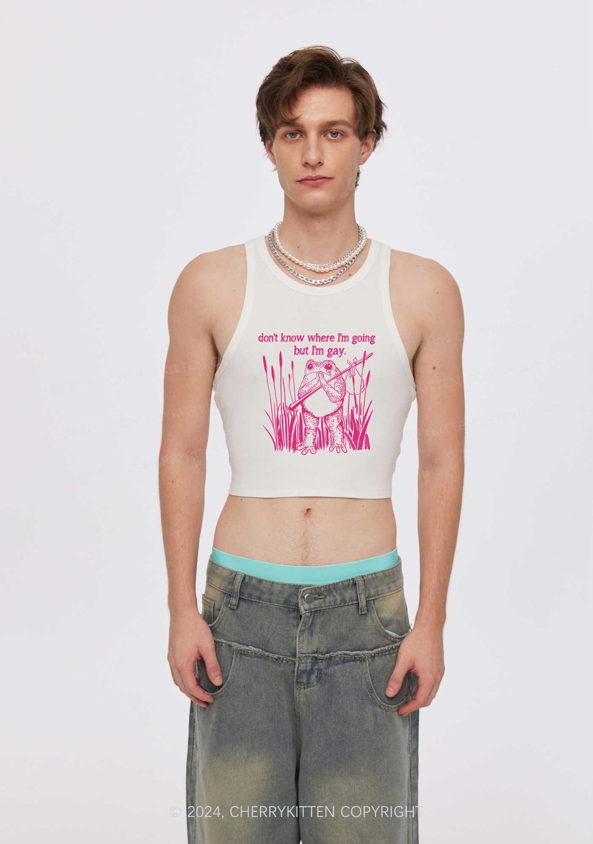 But I Am Gay Frog Pride Y2K Crop Tank Top Cherrykitten