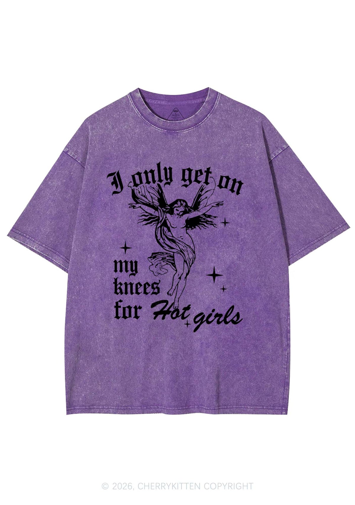 On My Knees For Hot Girls Pride Y2K Shirts Washed Tee Cherrykitten