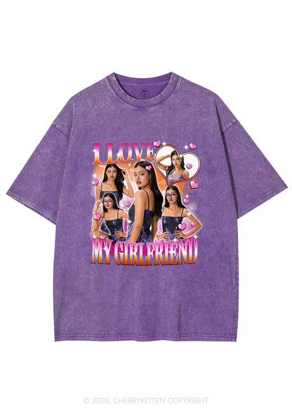 Custom I Love My Lesbian GF Pride Y2K Shirts Washed Tee Cherrykitten