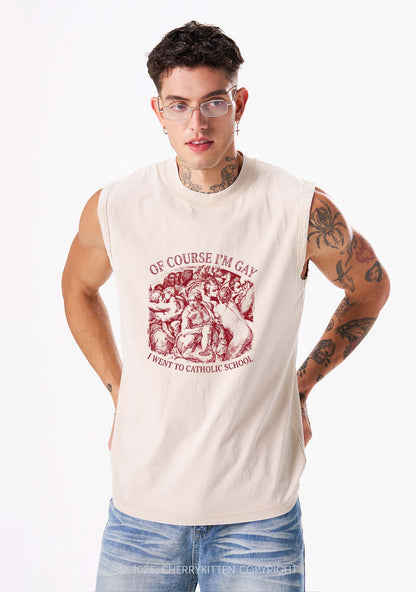 Of Course Im Gay l Pride Y2K Washed Muscle Tank Cherrykitten