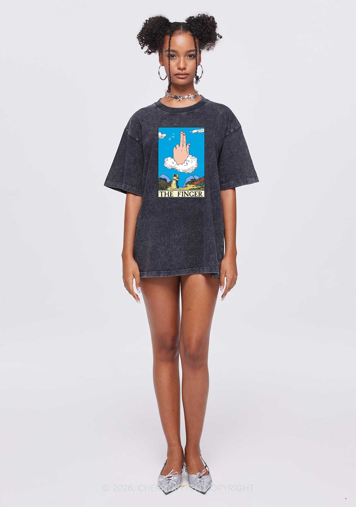 The Lesbians Finger Pride Y2K Shirts Washed Tee Cherrykitten