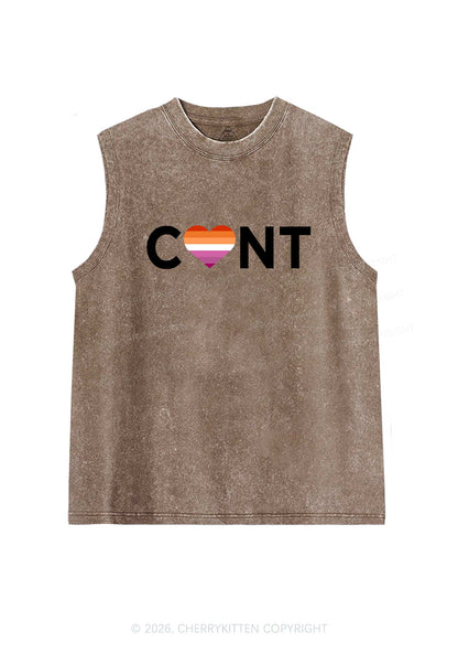 Lesbian Heart Cxxt Pride Y2K Washed Muscle Tank Cherrykitten
