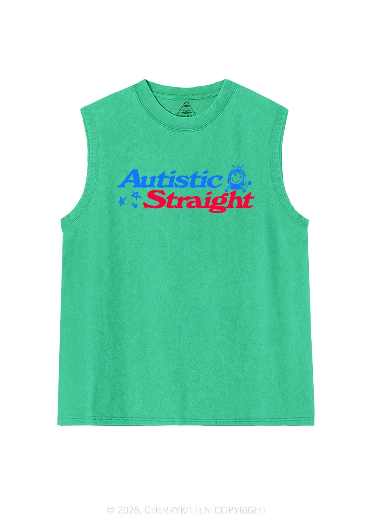 Autistic Straight Pride Y2K Washed Muscle Tank Cherrykitten