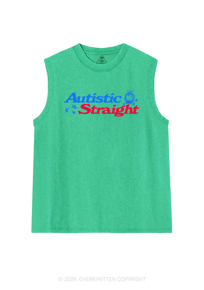 Autistic Straight Pride Y2K Washed Muscle Tank Cherrykitten