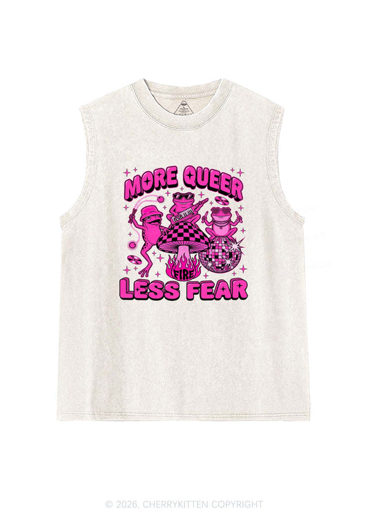 More Queer Less Fear Pride Y2K Washed Muscle Tank Cherrykitten