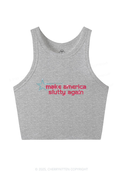 Rhinestone Make America Slxtty Again Y2K Crop Tank Top Cherrykitten