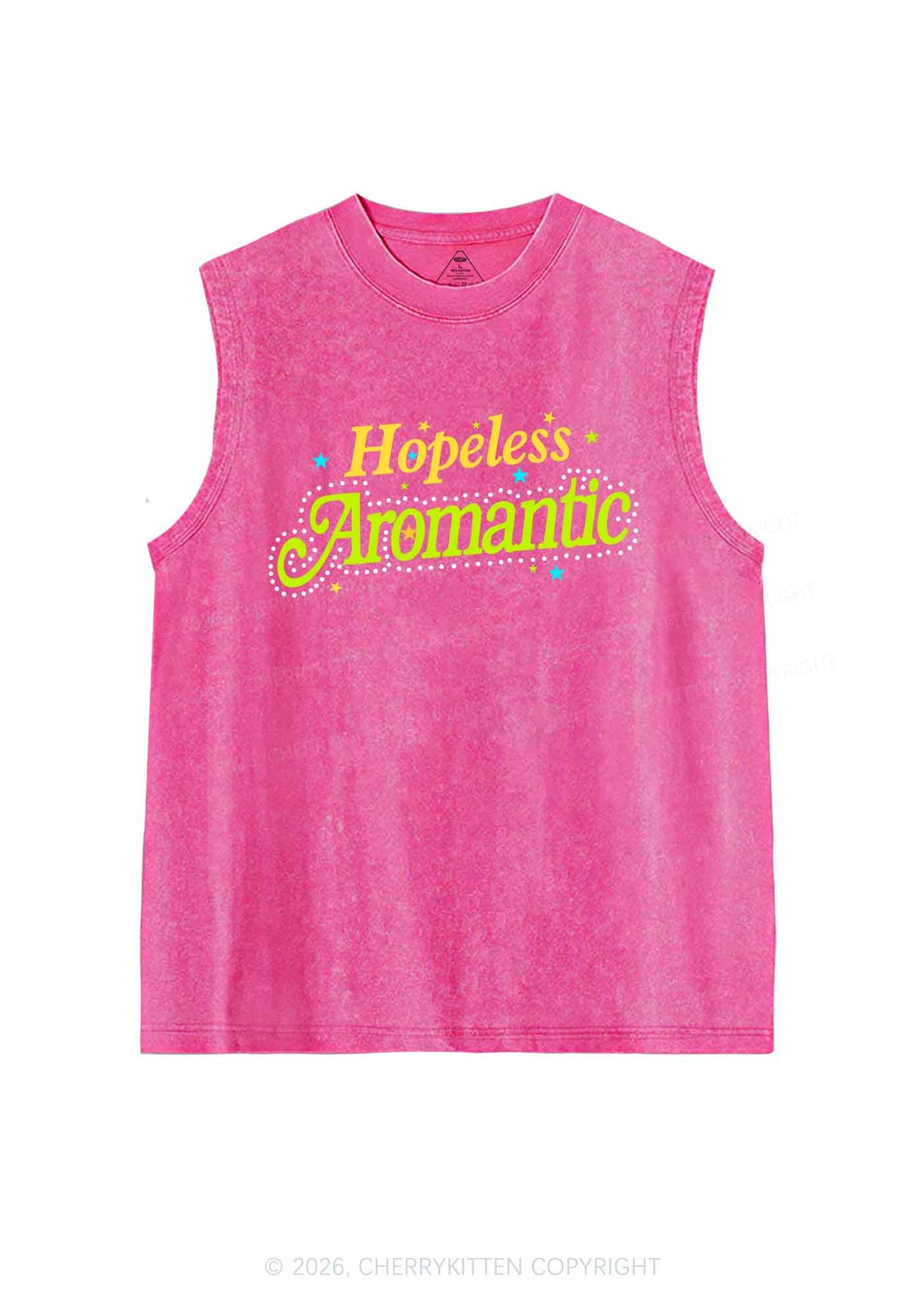 Hopeless Aromantic Pride Y2K Washed Muscle Tank Cherrykitten