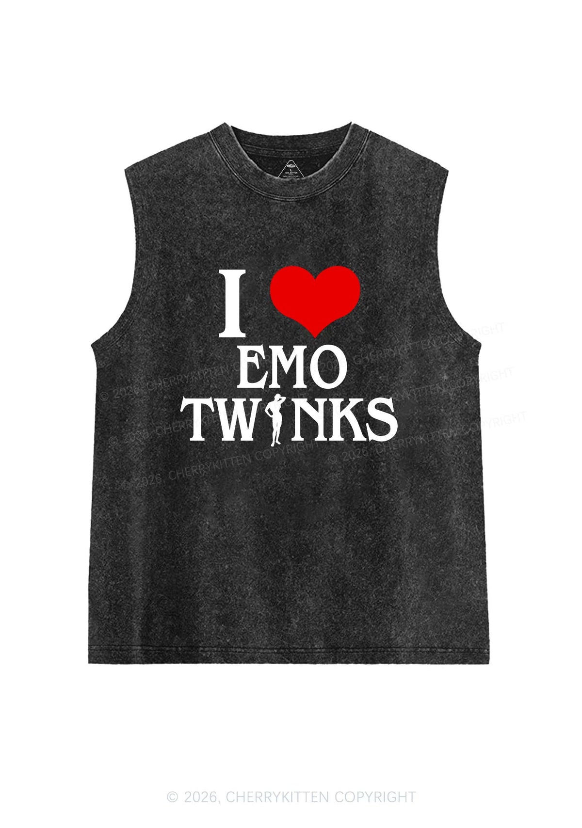 I Love Emo Twinks Pride Y2K Washed Muscle Tank Cherrykitten