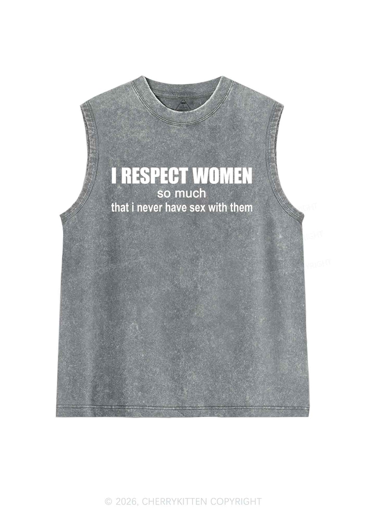 I Respect Women Pride Y2K Washed Muscle Tank Cherrykitten