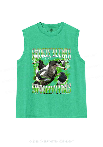 Smokin Blunts Swoopin Cxxts Y2K Washed Muscle Tank Cherrykitten