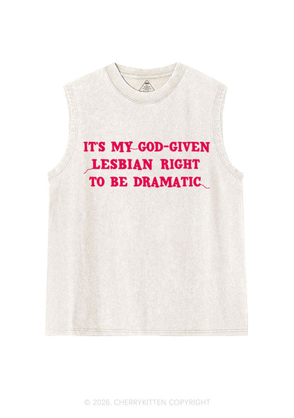God Given Lesbian Right Pride Y2K Washed Muscle Tank Cherrykitten