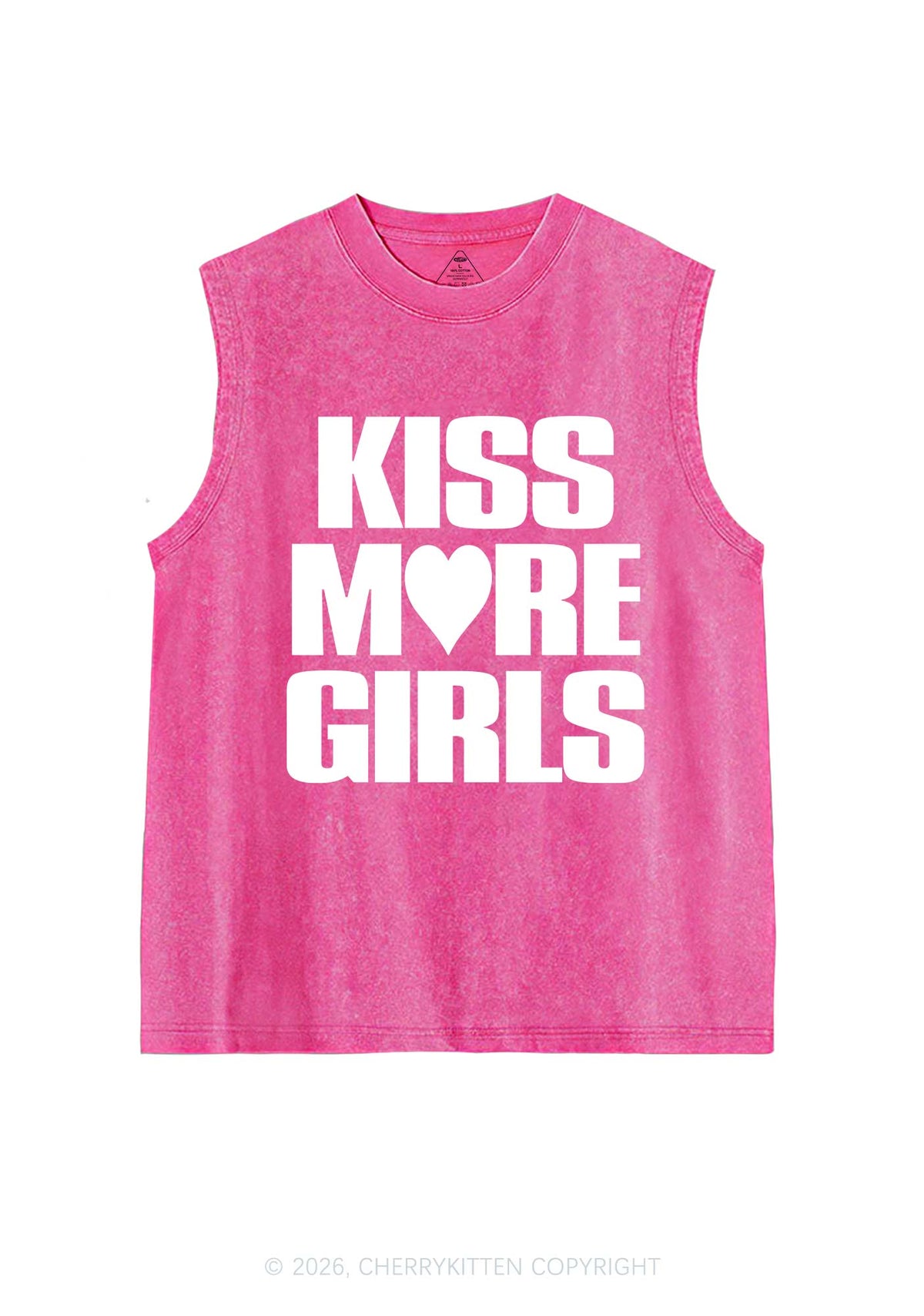 Kiss More Girls Heart Pride Y2K Washed Muscle Tank Cherrykitten