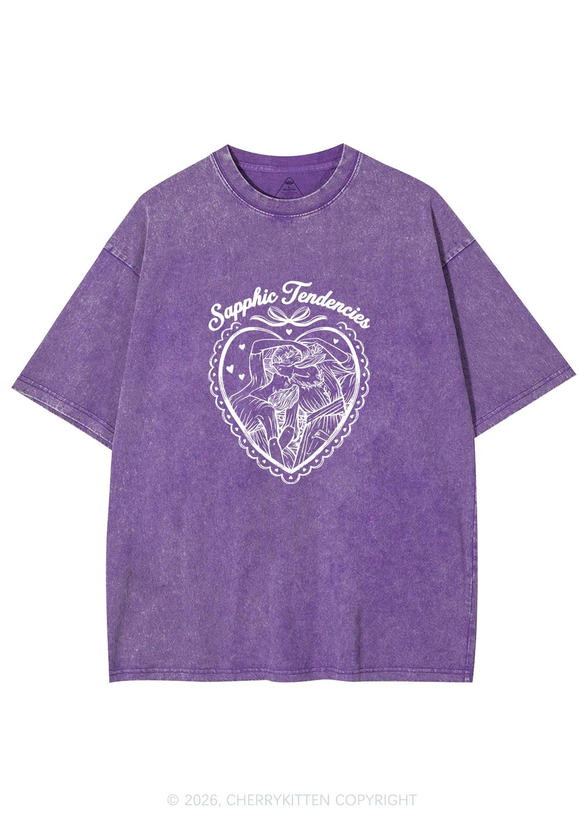 Sapphic Tendencies Art Pride Y2K Shirts Washed Tee Cherrykitten