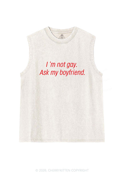 Im Not Gay Pride Y2K Washed Muscle Tank Cherrykitten
