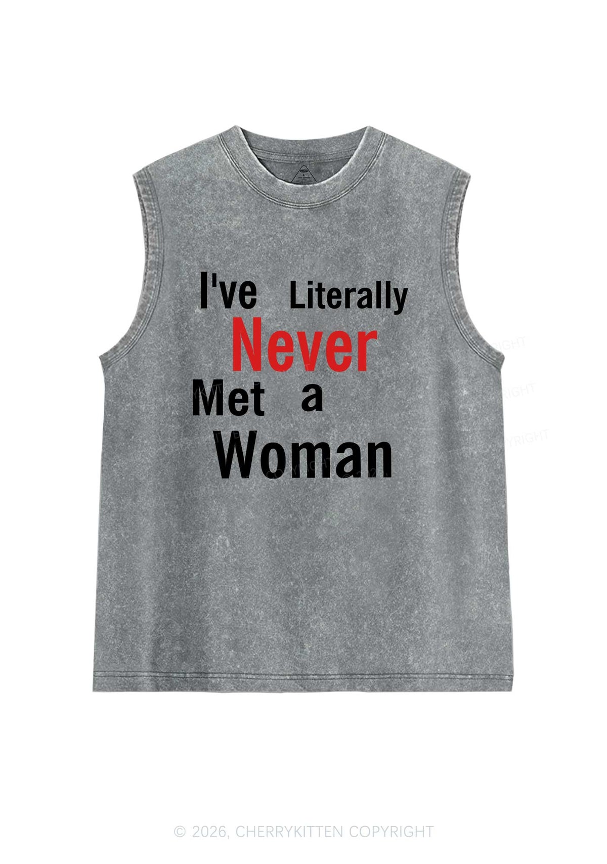Never Met A Woman Pride Y2K Washed Muscle Tank Cherrykitten
