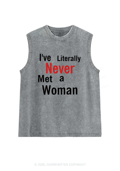 Never Met A Woman Pride Y2K Washed Muscle Tank Cherrykitten