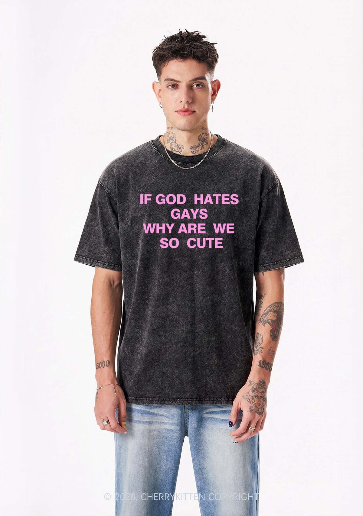 If God Hates Gays Pride Y2K Shirts Washed Tee Cherrykitten