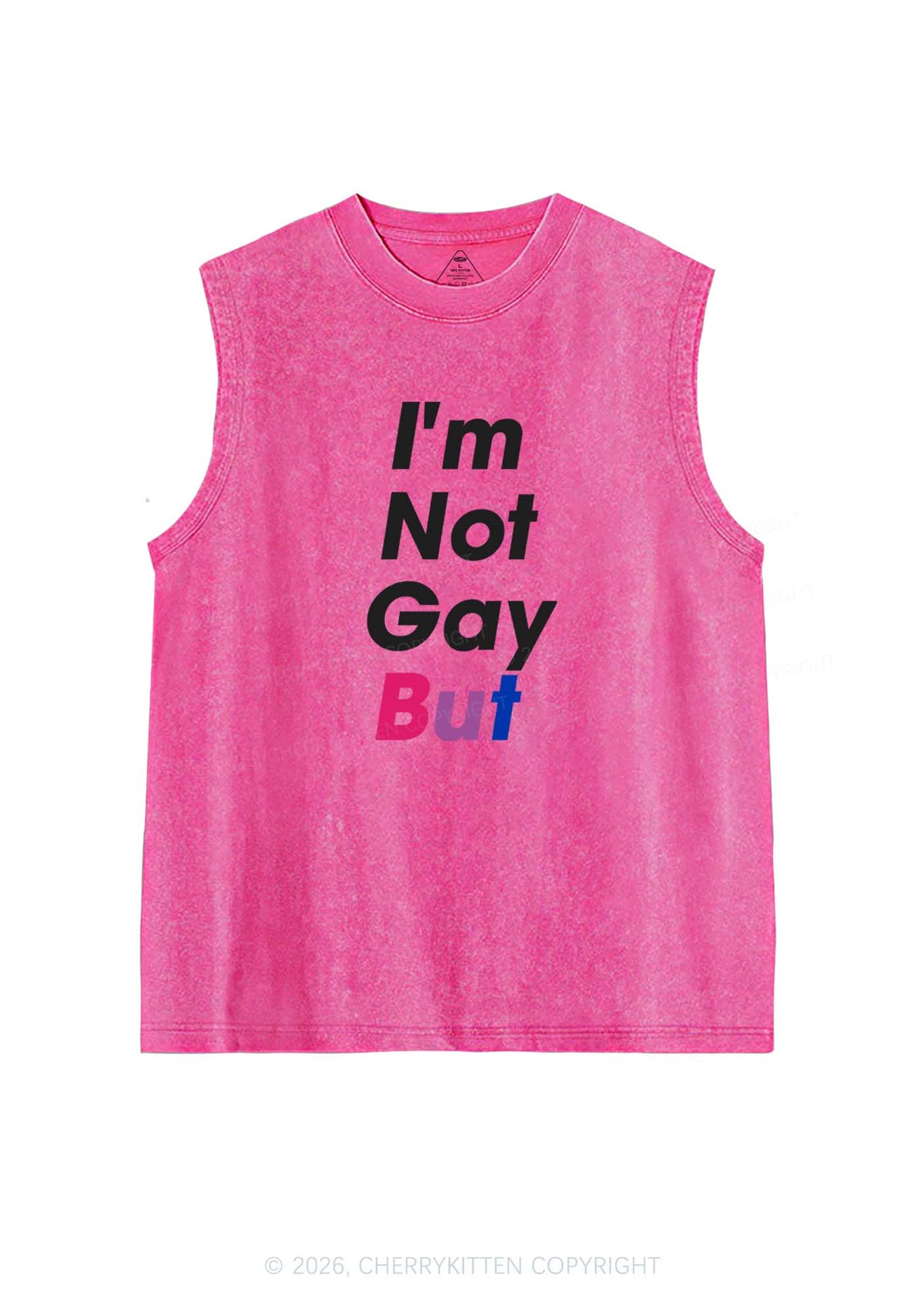 Im Not Gay But Pride Y2K Washed Muscle Tank Cherrykitten