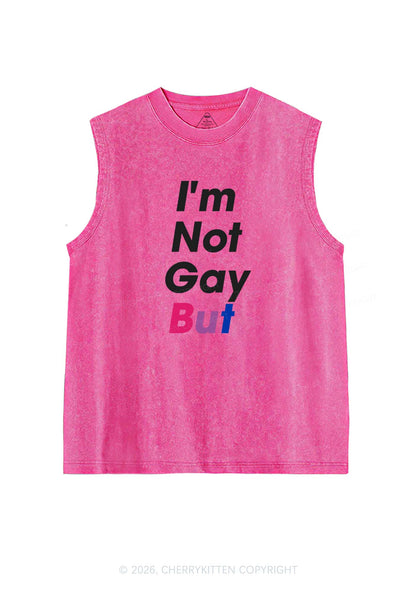 Im Not Gay But Pride Y2K Washed Muscle Tank Cherrykitten