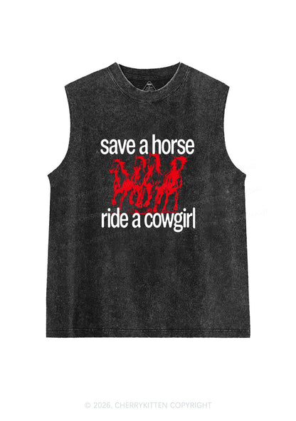Four Horses Cowgirl Pride Y2K Washed Muscle Tank Cherrykitten