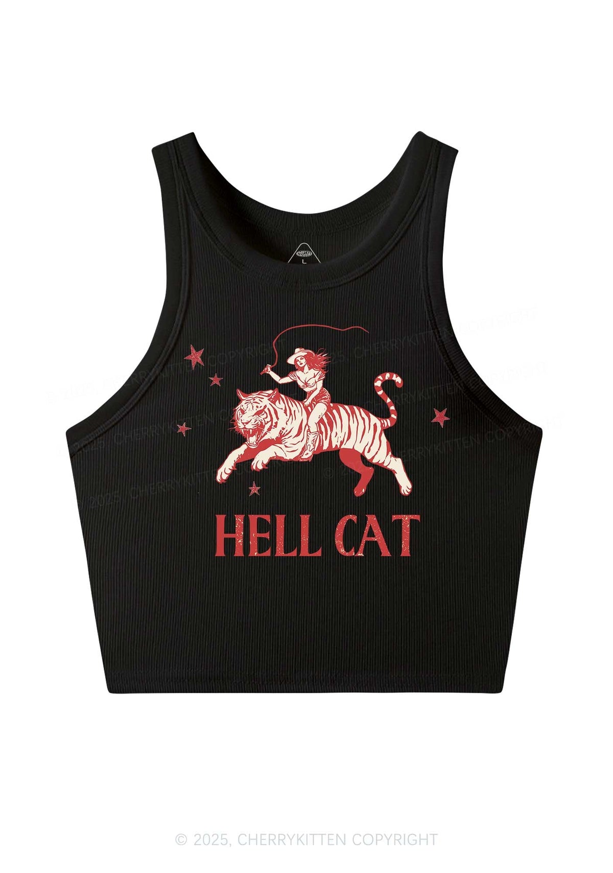 Cowgirl Hell Cat Y2K Crop Tank Top Cherrykitten