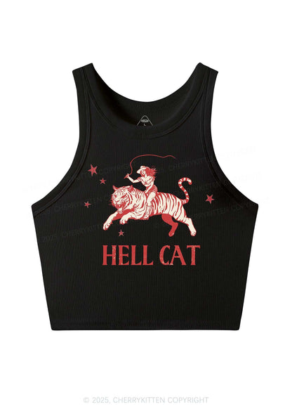 Cowgirl Hell Cat Y2K Crop Tank Top Cherrykitten