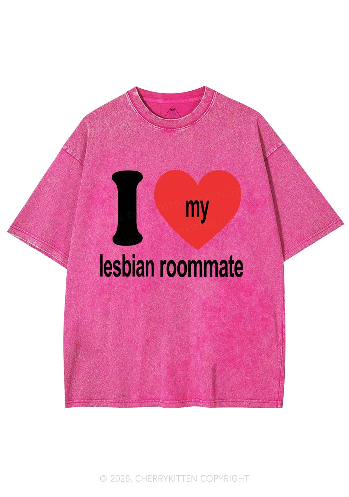 I Love My Lesbian Roommate Pride Y2K Shirts Washed Tee Cherrykitten