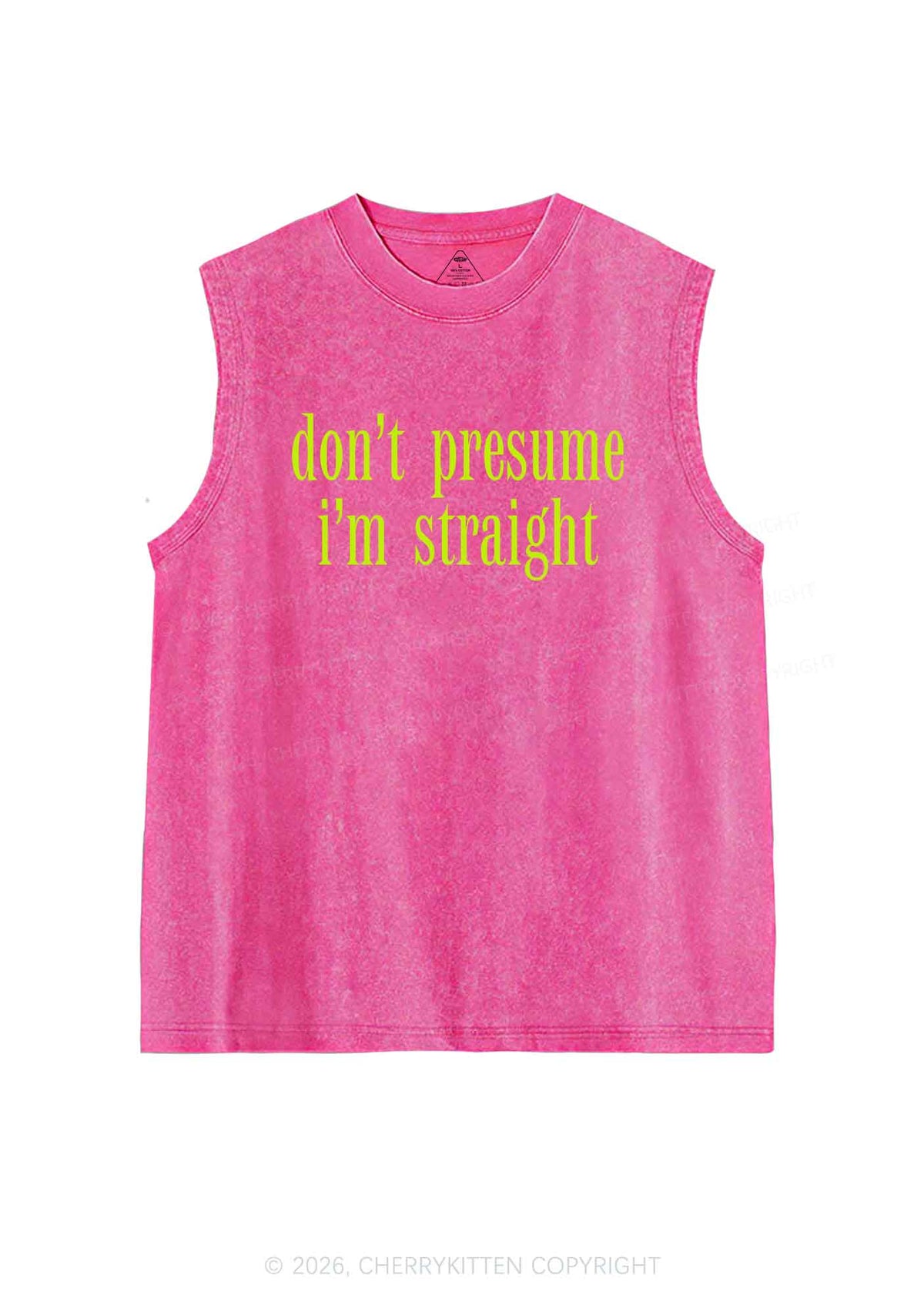 Dont Presume Im Straight Pride Y2K Washed Muscle Tank Cherrykitten