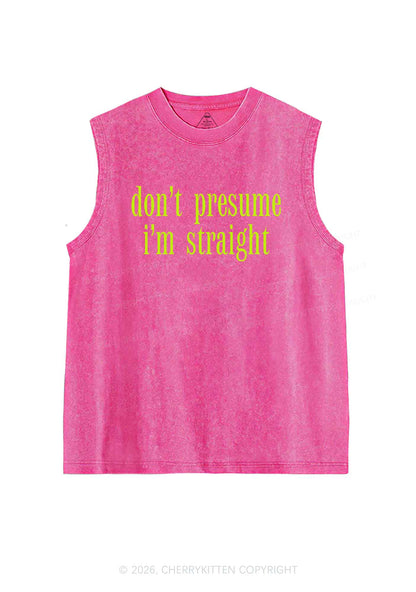 Dont Presume Im Straight Pride Y2K Washed Muscle Tank Cherrykitten