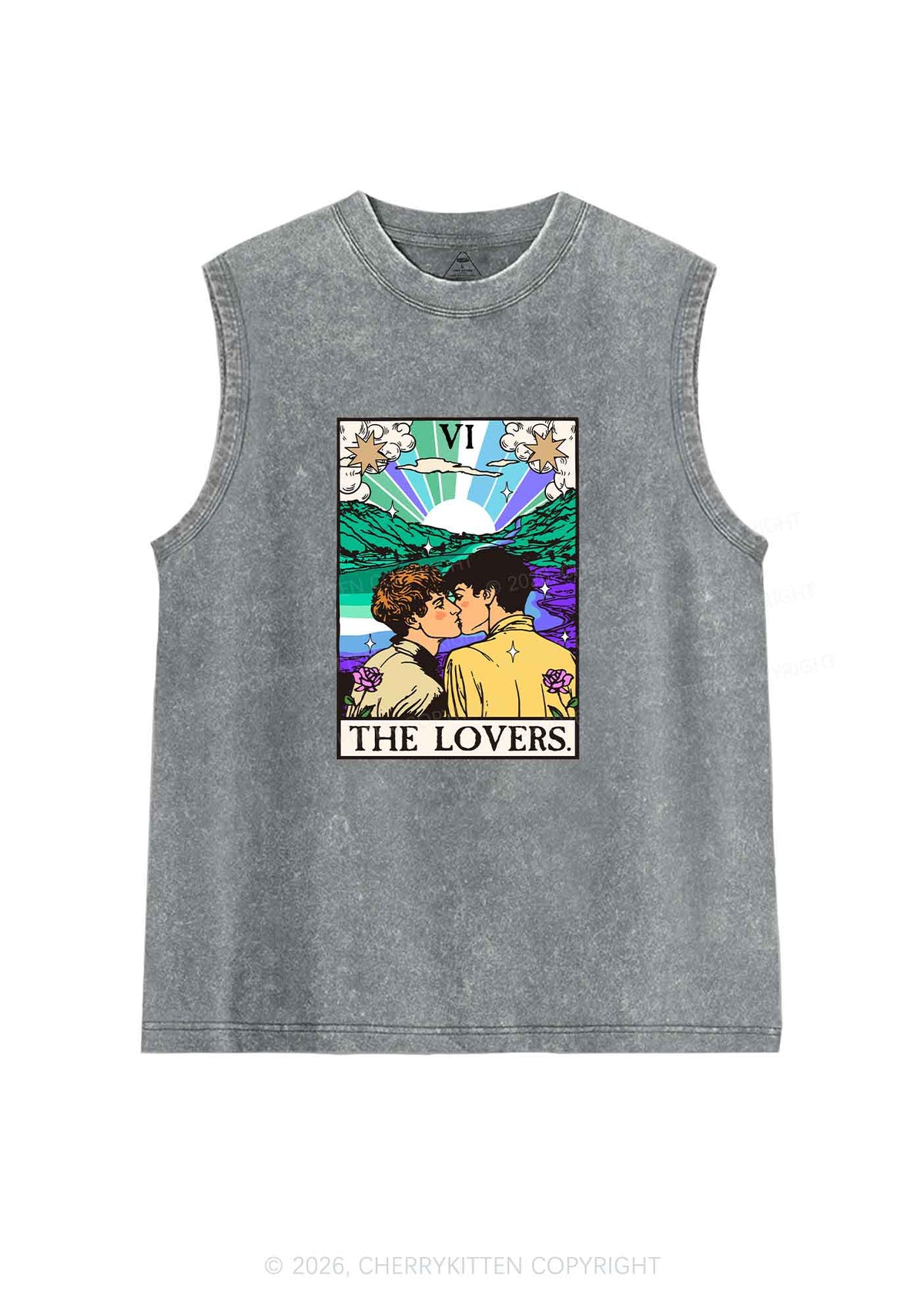 The Gay Lovers Pride Y2K Washed Muscle Tank Cherrykitten