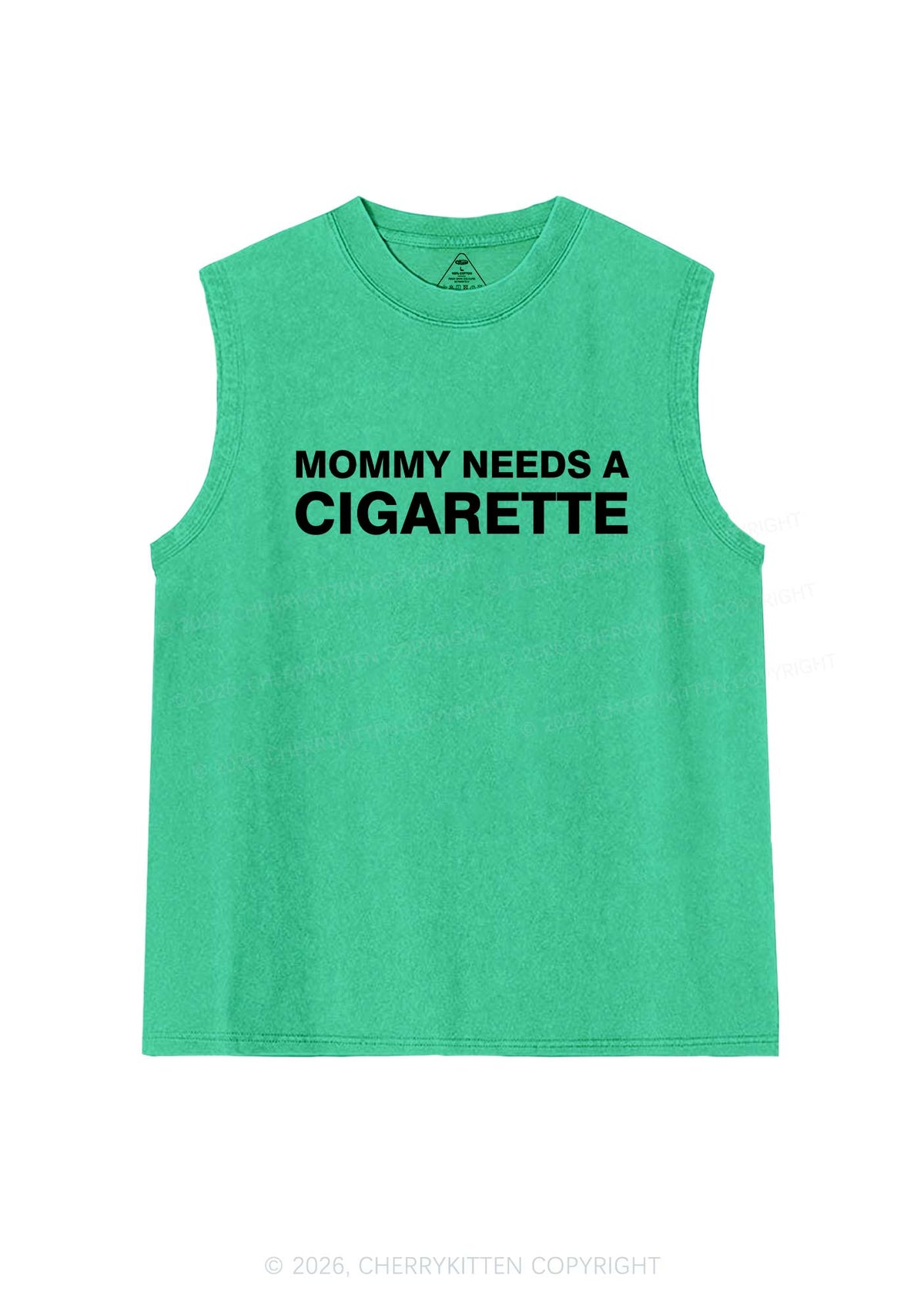 Mommy Needs A Cigarette Y2K Washed Muscle Tank Cherrykitten