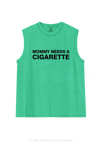 Mommy Needs A Cigarette Y2K Washed Muscle Tank Cherrykitten